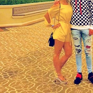 Naked Zebra size s dark yellow shorts romper